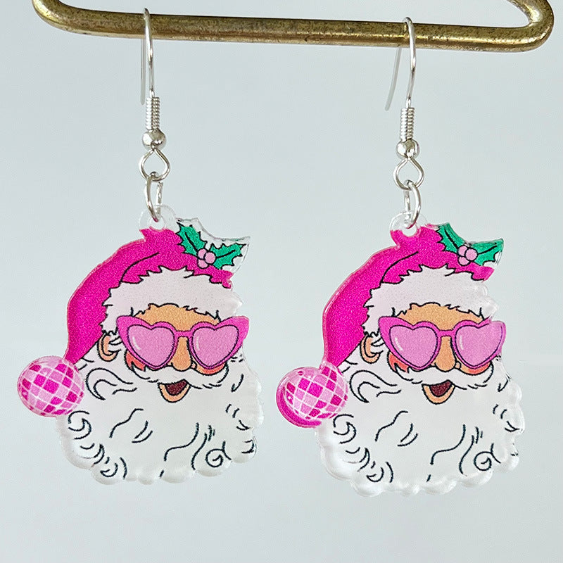 Cute Cartoon Christmas Acrylic Earrings – Santa Claus, Tree, Football & Lightning Designs - ZA-ZOLA