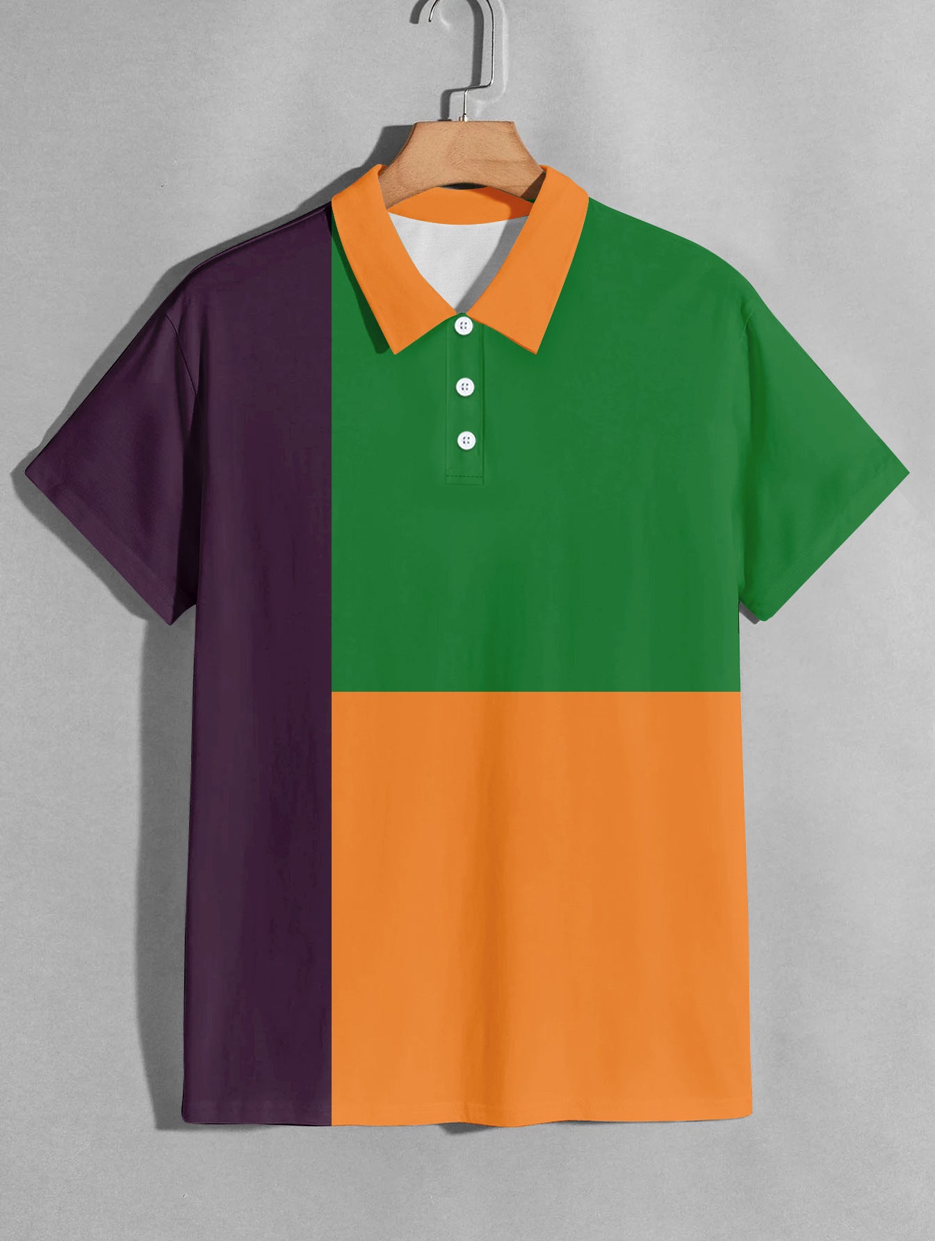 Summer Men's Fashion Color Contrast Polo ShirtProduct information:
 
 Color: red, pink, green, camel
 
 Details of clothing style: Asymmetric
 
 Size: S,M,L,XL,XXL,XXXL
 
 Style: slim fit
 
 Main fabric compositShirtZA-ZOLAZA-ZOLAFashion Color Contrast Polo Shirt