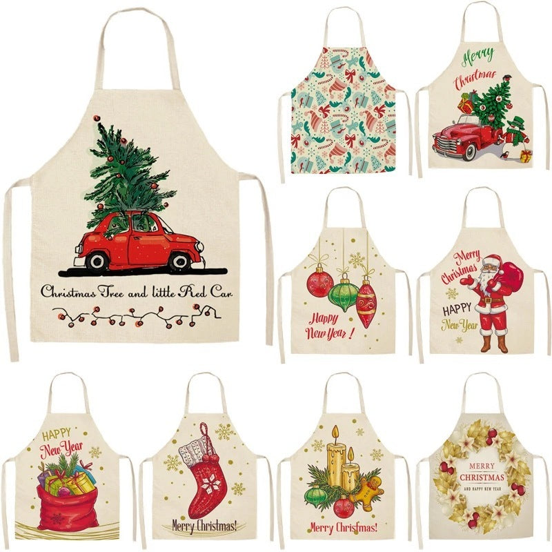 Christmas Cotton & Linen Apron | Festive Kitchen Essential - ZA-ZOLA