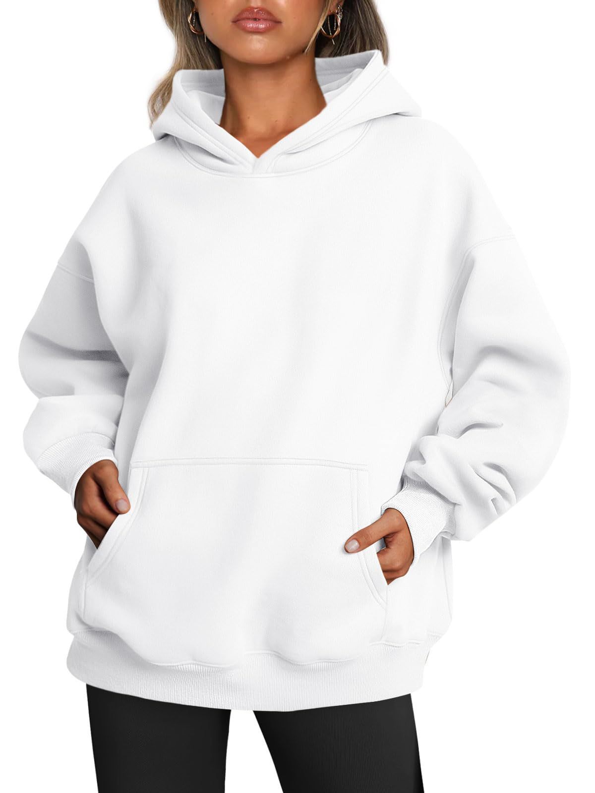 Women's Oversized Fleece Hoodie – Loose Sweatshirt with Pockets, Long Sleeve Pullover for Winter & Fall