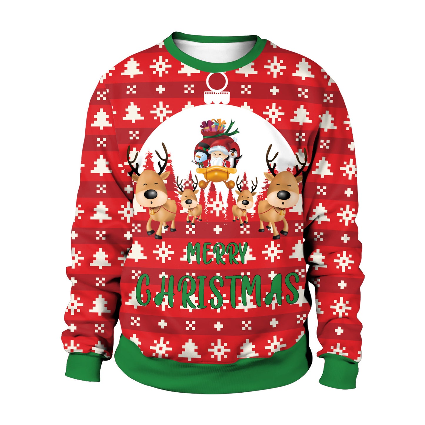 Digital Print Christmas Sweaters – Round Neck Festive Tops for Men & Women - ZA-ZOLA