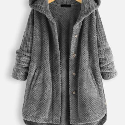 Women's Pure Color Hooded Double-Sided Velvet Sweatshirt Coat – Stylish & Warm Winter Fashion