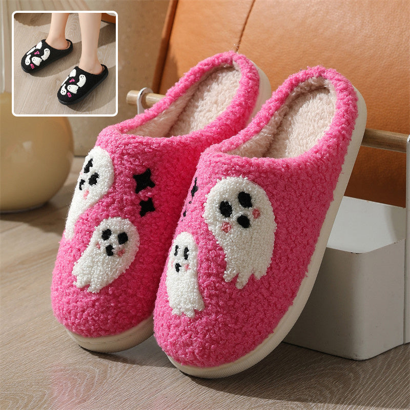 Halloween Cartoon Ghost Cotton Slippers For Women Indoor Non-slip Bedroom Floor Slipper Winter House Shoes - ZA-ZOLA