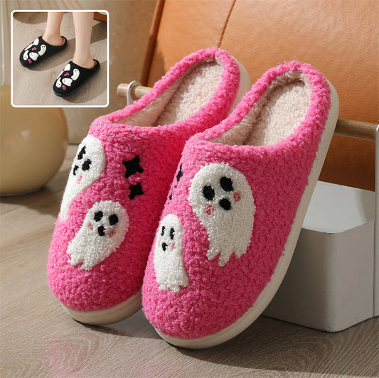 Halloween Cartoon Ghost Cotton Slippers For Women Indoor Non-slip Bedroom Floor Slipper Winter House Shoes - ZA-ZOLA