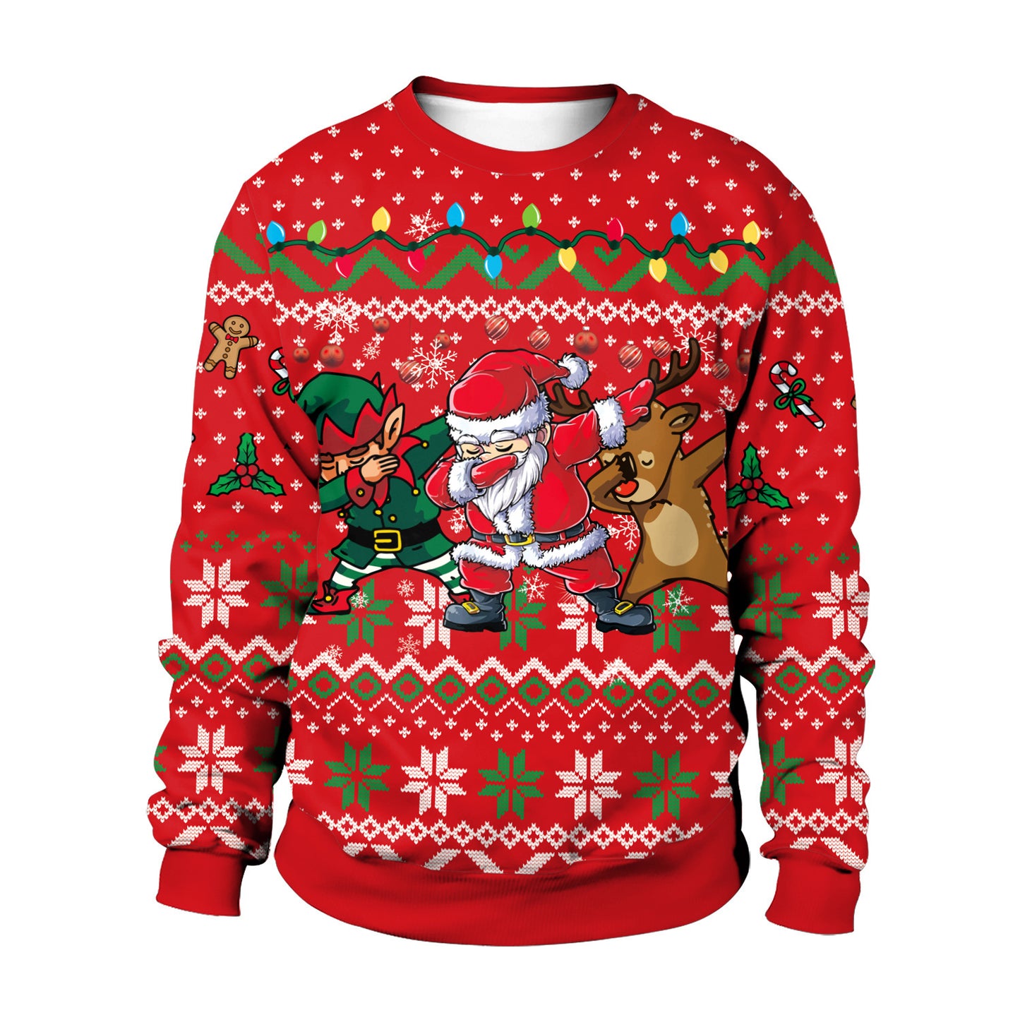 Digital Print Christmas Sweaters – Round Neck Festive Tops for Men & Women - ZA-ZOLA