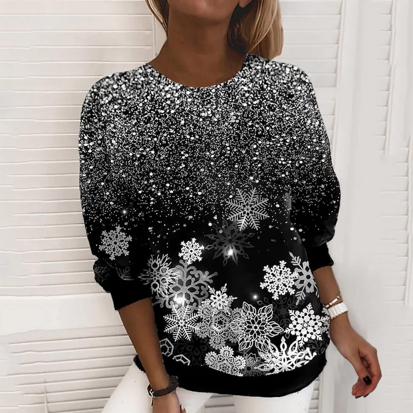 Snowflake Christmas 3D Digital Printing Sweater – Festive Holiday Knitwear - ZA-ZOLA