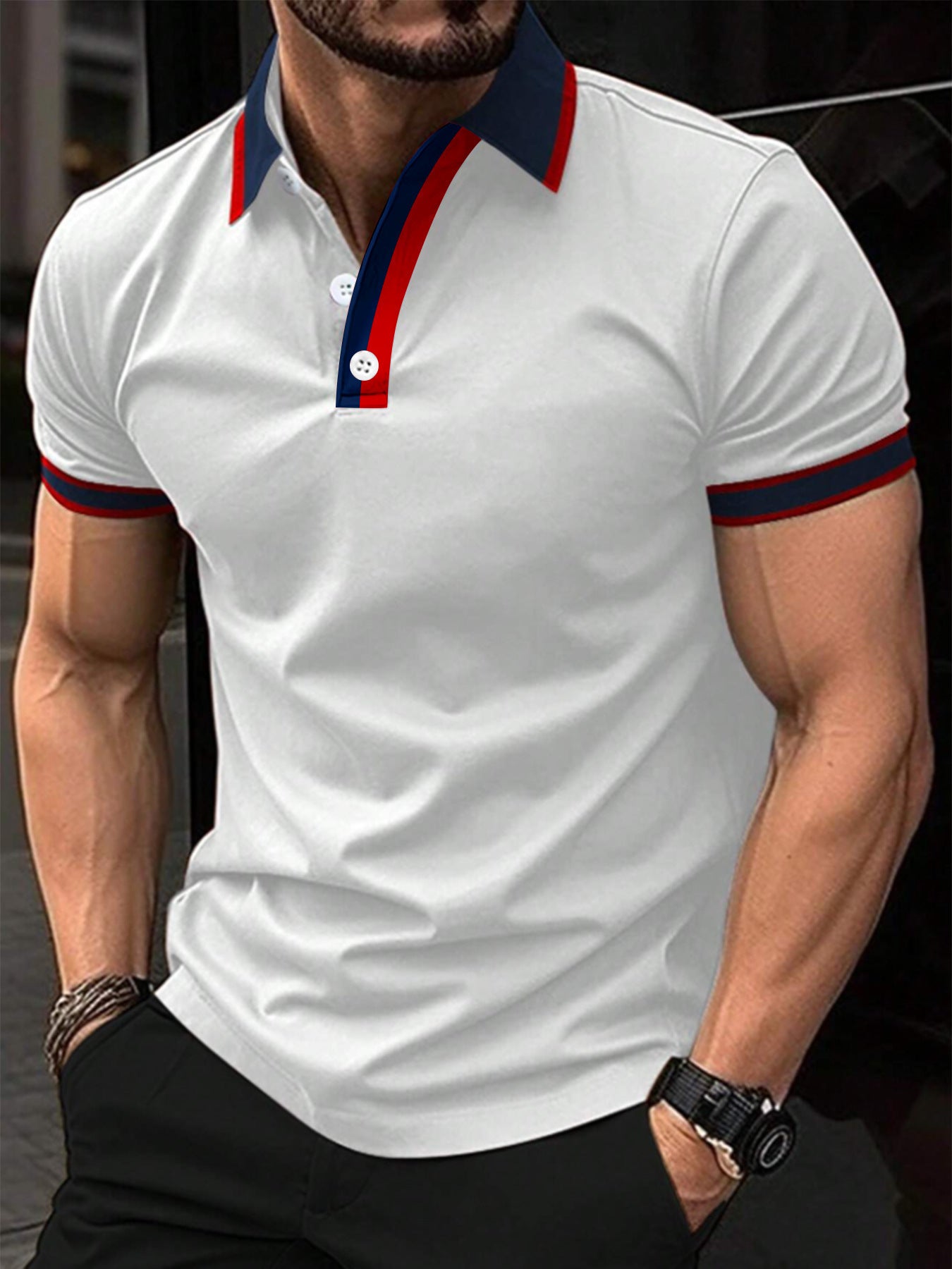 Summer Men's Short Sleeve CasualProduct information:
 
 Color: white, black
 
 Details of clothing style: Mosaic
 
 Size: S,M,L,XL,XXL,XXXL
 
 Main fabric composition: Polyester Fiber 
 
 Sleeve leTop ShirtZA-ZOLAZA-ZOLAShort Sleeve Casual