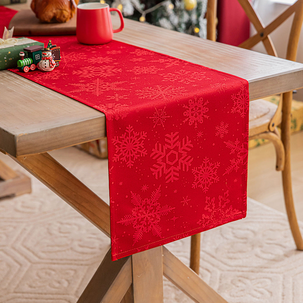 Dark Jacquard Christmas Table Runner | Elegant Holiday Dining Decor - ZA-ZOLA