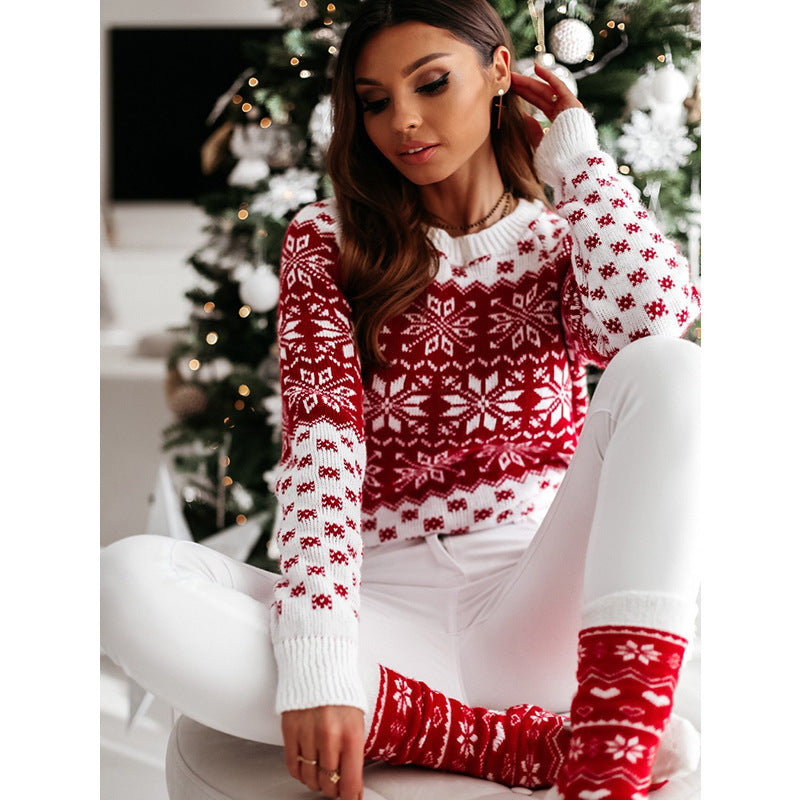 Christmas Elk Knitted Sweater – Long Sleeve Festive Winter Wear for Women & Men - ZA-ZOLA