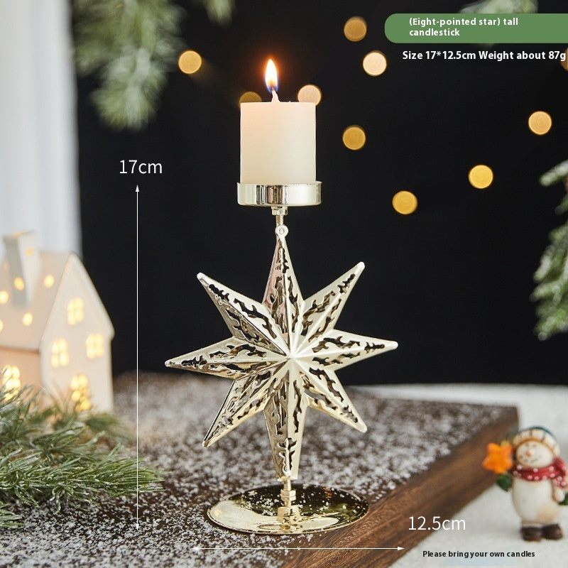 Romantic Wrought Iron Christmas Candlestick – Elegant Candle Tray Decoration - ZA-ZOLA