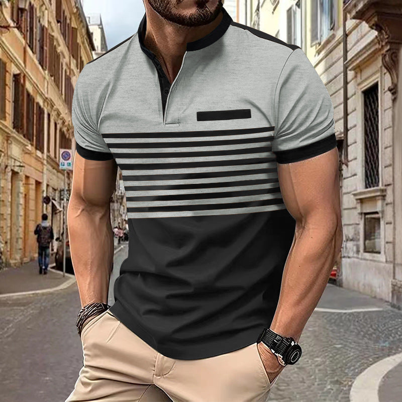 V-neck Buttons Top Men's Henley ShirtProduct information:
 
 Pattern: stripes
 
 Color: white, orange, gray, Army Green, Red
 
 Size: S,M,L,XL,XXL,XXXL
 
 Style: slim fit
 
 Main fabric composition: PolShirtZA-ZOLAZA-ZOLA-neck Buttons Top Men'