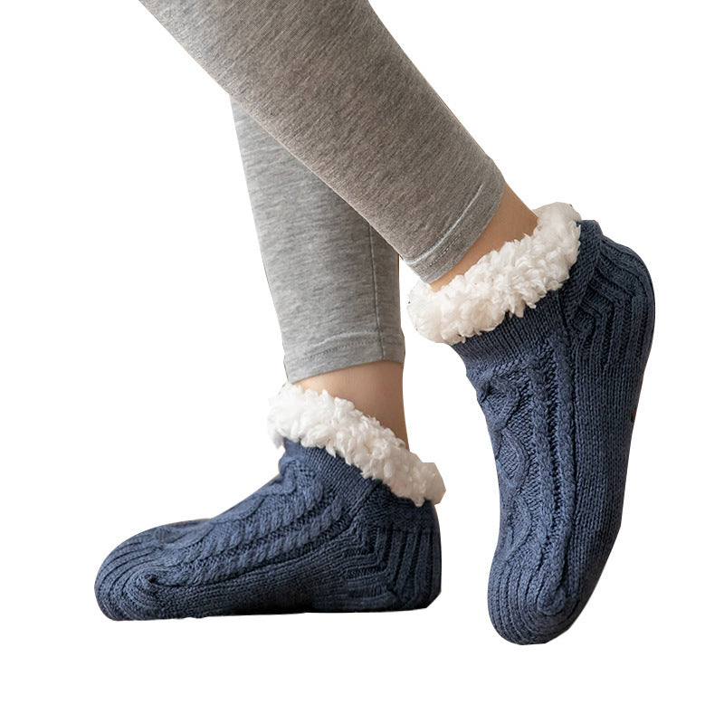 Winter Knitted Plush Floor Socks – Warm Non-Slip Home Carpet Socks for Women - ZA-ZOLA