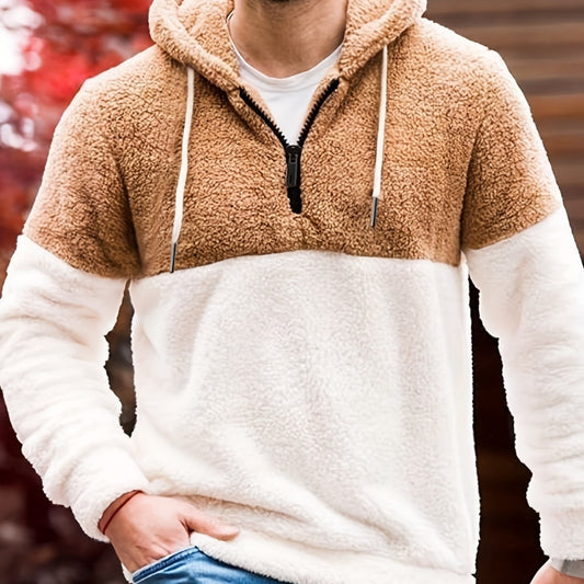 Stitching Half Zipper Hooded Thickened Men's Sweater - ZA-ZOLA