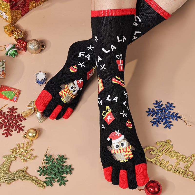 Cute Christmas Five-Finger Socks – Cozy Winter Elastic Split-Toe Socks for Women – Sweat-Absorbent Comfort - ZA-ZOLA