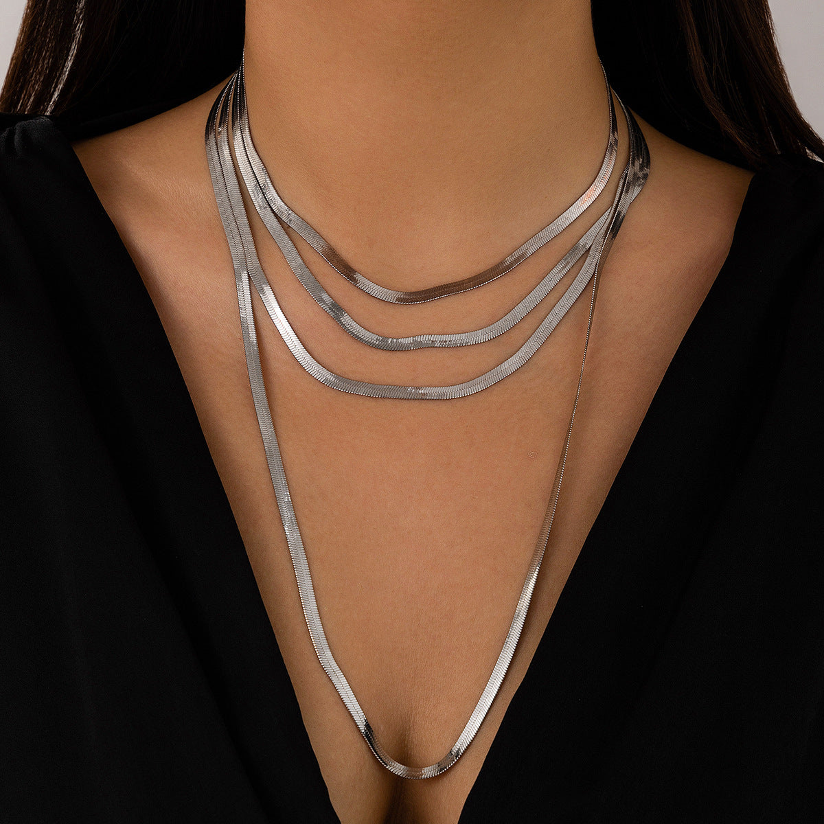 Flat Snake Bone Tassel Multilayer Collarbone Necklace - ZA-ZOLA