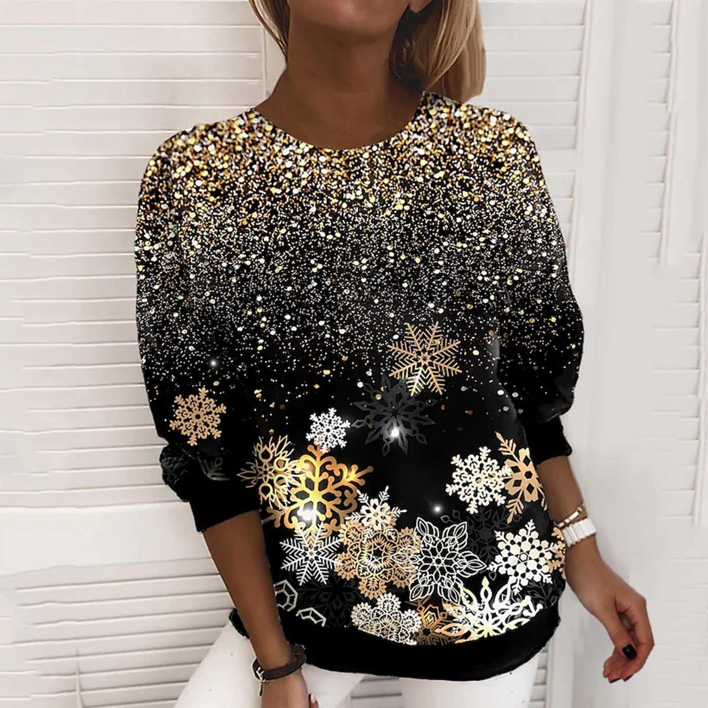 Snowflake Christmas 3D Digital Printing Sweater – Festive Holiday Knitwear - ZA-ZOLA