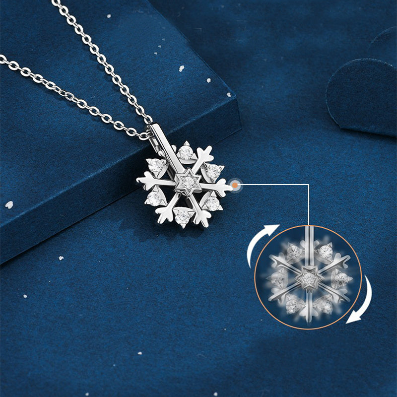 Rotatable 925 Silver Snowflake Necklace – Luxury Niche Design with Shiny Rhinestones, Perfect Gift for Women - ZA-ZOLA