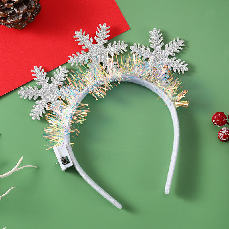 Glowing Christmas Hair Band – Light-Up Xmas Tree, Snowflake, Deer Horn Headband for Festive Fun - ZA-ZOLA