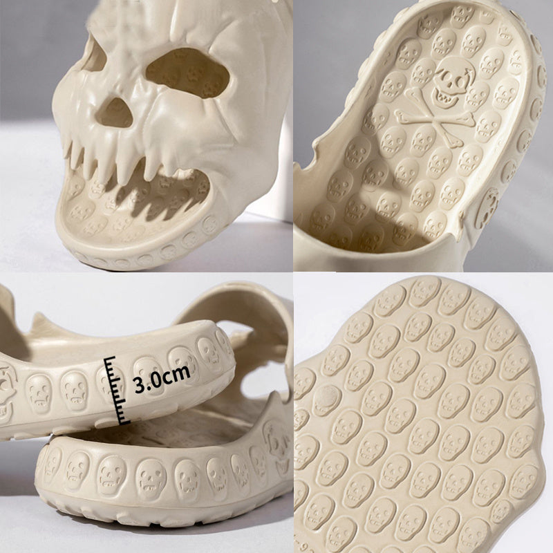 Personalized Skull Design Halloween Slippers Bathroom Indoor Outdoor Funny Slides Beach Shoes - ZA-ZOLA