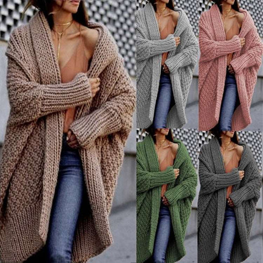 Autumn & Winter Long Thick Sweater Cardigan for Women – Cozy & Stylish Outerwear