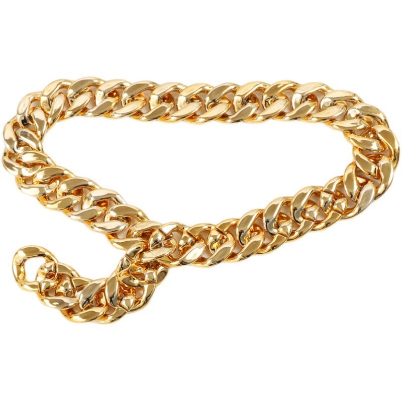 Ins Street Personality Metal Gold Thick Chain Wide Waist Chain Decoration - ZA-ZOLA