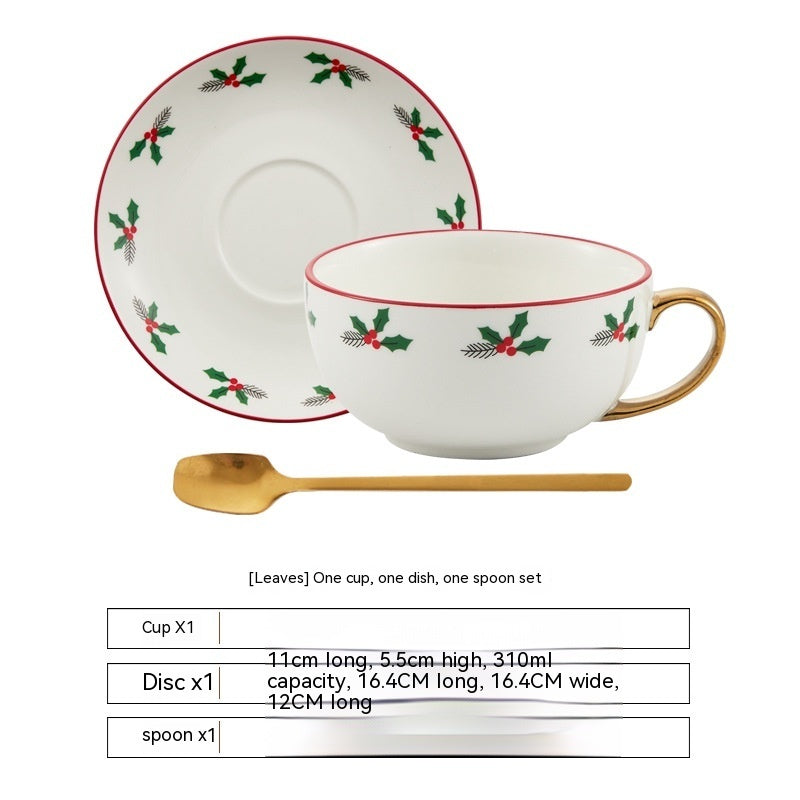 Ins Christmas Ceramic Cup & Dish – Festive Kitchen Gadgets for Holiday Dining - ZA-ZOLA