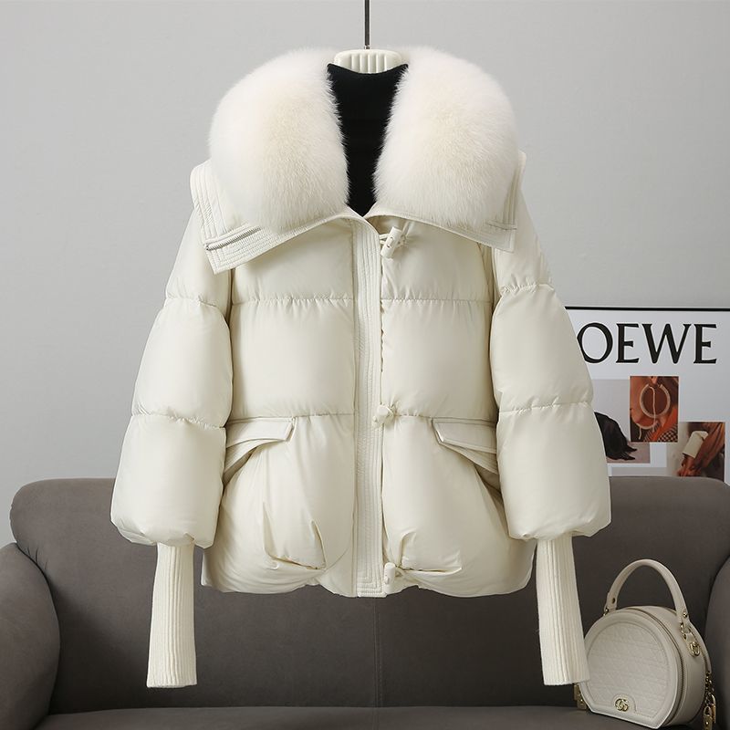 Down Cotton-Padded Jacket for Women – Short Fur Collar Thickened Winter Coat