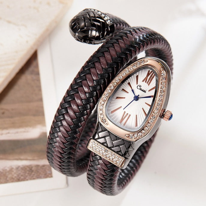 Snake Watch Fashion Quartz Watch Diamond Leather Strap - ZA-ZOLA