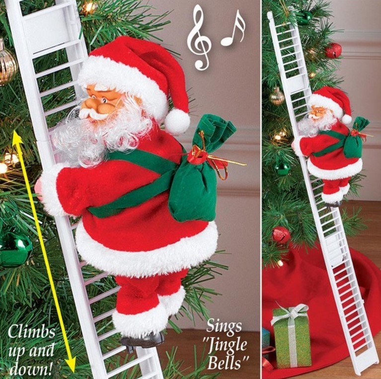 Climbing Ladder Electric Santa Claus Climbing Red Ladder Doll ToyOverview:
 
 1. Santa Claus can automatically climb up the ladder
 
 2. With music, it is a great decoration for your home
 
 3. Perfect accessories, help to create ToyZA-ZOLAZA-ZOLAClimbing Ladder Electric Santa Claus Climbing Red Ladder Doll Toy