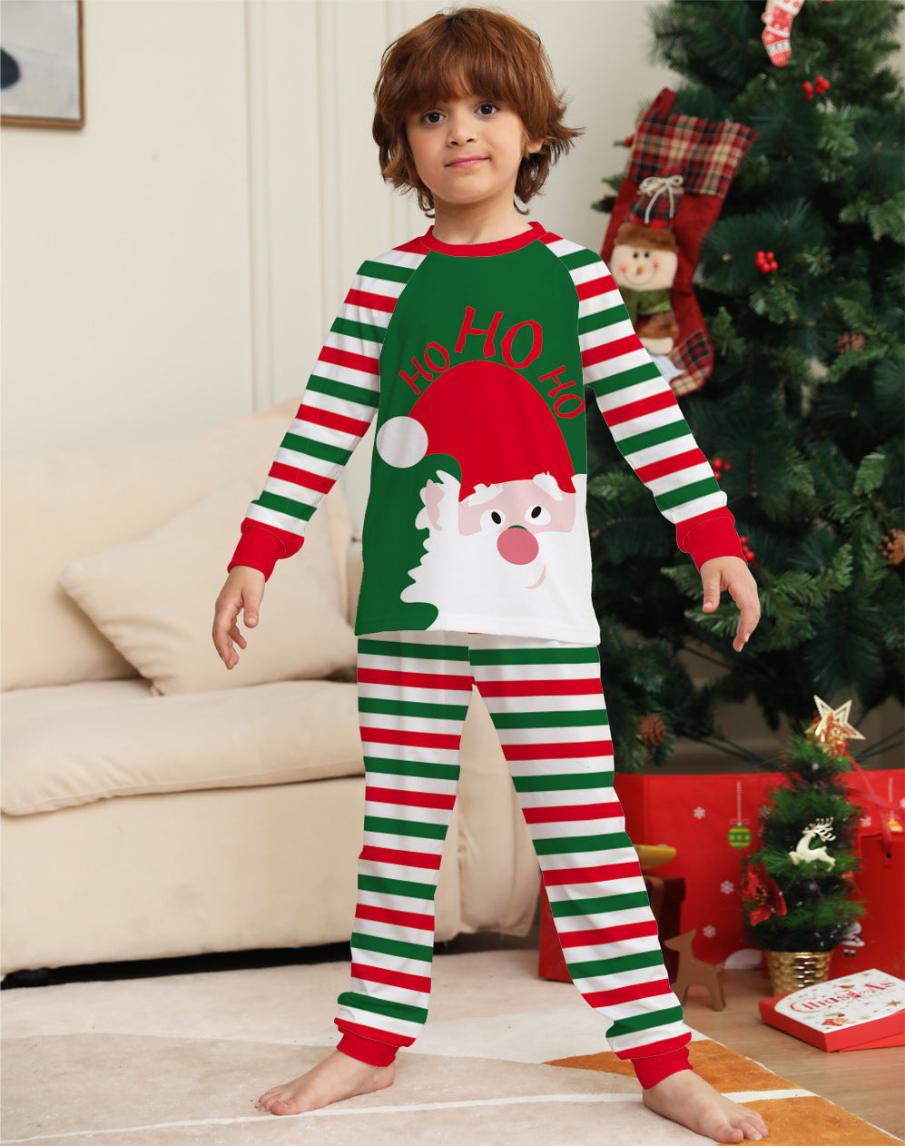 Family Christmas Pajamas Matching Sets – Red Stripe Holiday Long Sleeve Sleepwear PJs - ZA-ZOLA