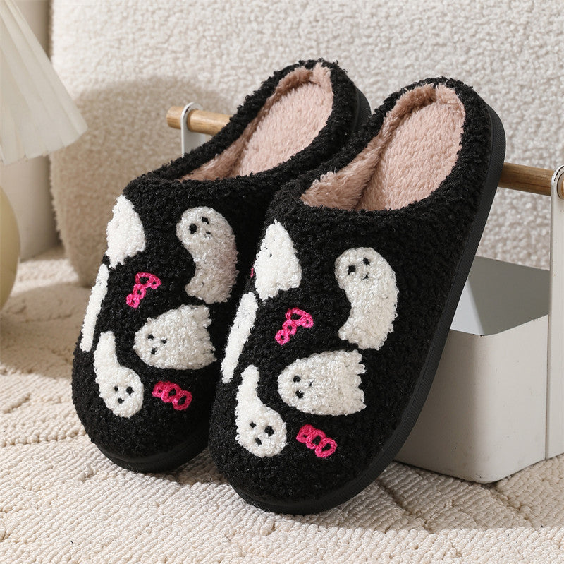 Halloween Cartoon Ghost Cotton Slippers For Women Indoor Non-slip Bedroom Floor Slipper Winter House Shoes - ZA-ZOLA