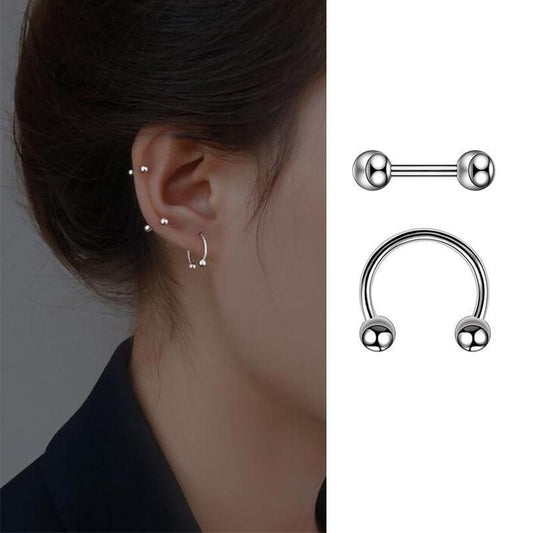 Titanium Steel Double-sided Ball Ear Bone Stud Dumbbell Earrings - ZA-ZOLA