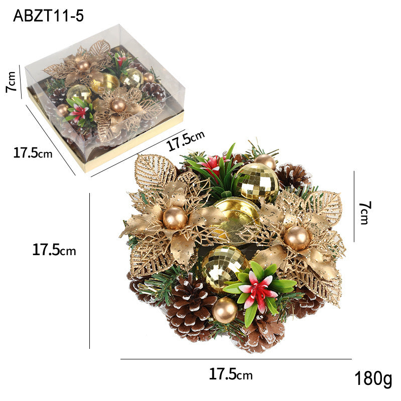 Festive Metal Candlestick Wreath | Elegant Pinecone Candle Holder - ZA-ZOLA