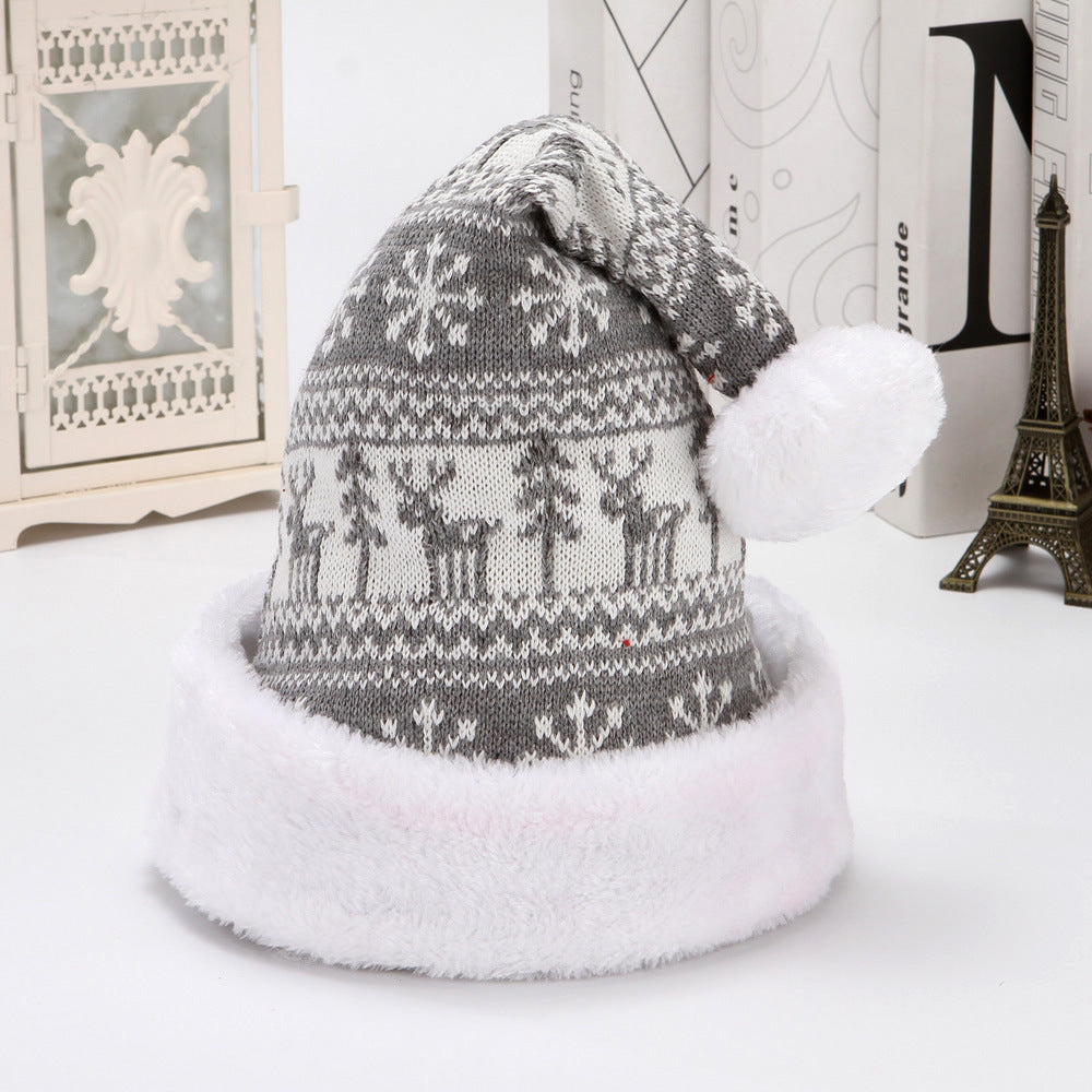 Snowflake Deer Knitted Wool Flannel Christmas Hat - Cozy & Stylish Holiday Accessory - ZA-ZOLA