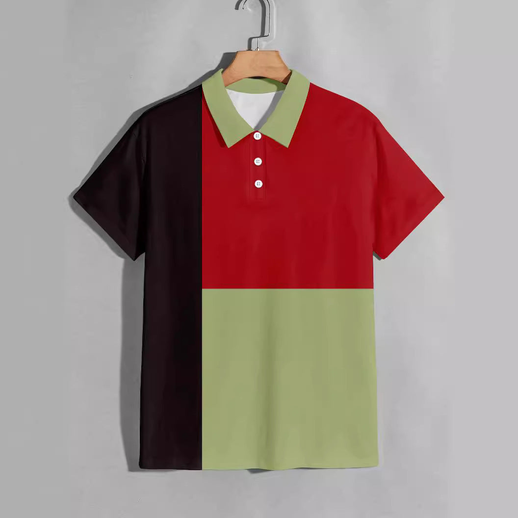 Summer Men's Fashion Color Contrast Polo ShirtProduct information:
 
 Color: red, pink, green, camel
 
 Details of clothing style: Asymmetric
 
 Size: S,M,L,XL,XXL,XXXL
 
 Style: slim fit
 
 Main fabric compositShirtZA-ZOLAZA-ZOLAFashion Color Contrast Polo Shirt