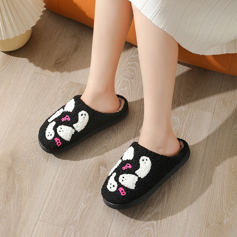 Halloween Cartoon Ghost Cotton Slippers For Women Indoor Non-slip Bedroom Floor Slipper Winter House Shoes - ZA-ZOLA