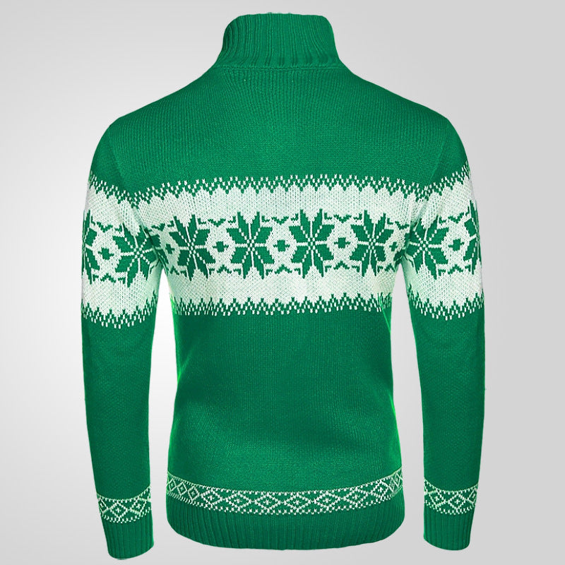 Men's Long Sleeve Christmas Jacquard Knitted Sweater – Festive Holiday Knitwear - ZA-ZOLA