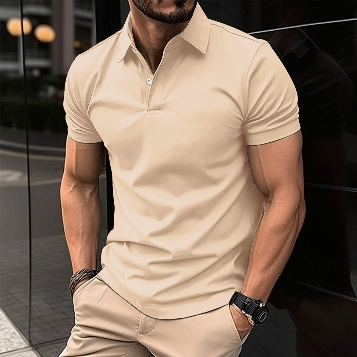 Men's Summer Short Sleeve Polo Shirt – Classic Solid Color, Lightweight & Breathable - ZA-ZOLA