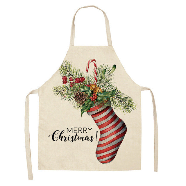 Christmas Cotton & Linen Apron | Festive Kitchen Essential - ZA-ZOLA