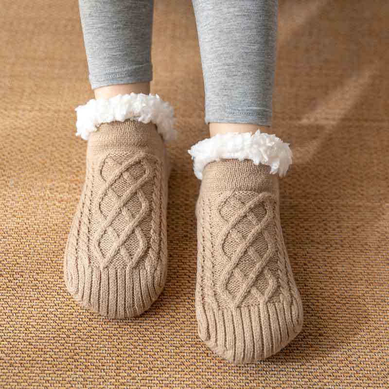 Winter Knitted Plush Floor Socks – Warm Non-Slip Home Carpet Socks for Women - ZA-ZOLA