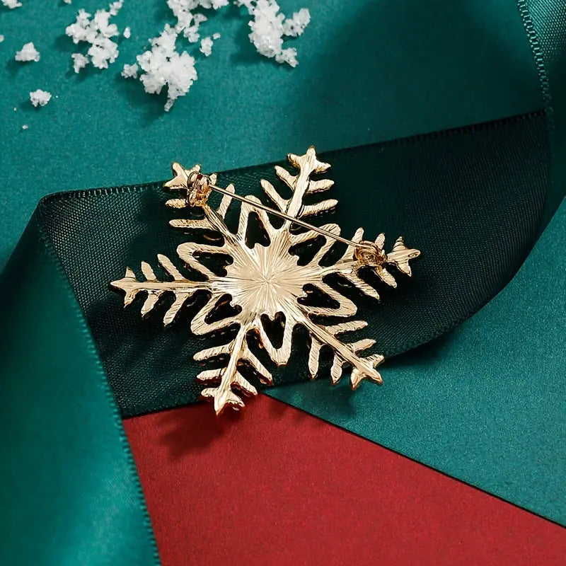 Creative Christmas Snowflake Brooch – Alloy with Colorful Rhinestone Inlay - ZA-ZOLA