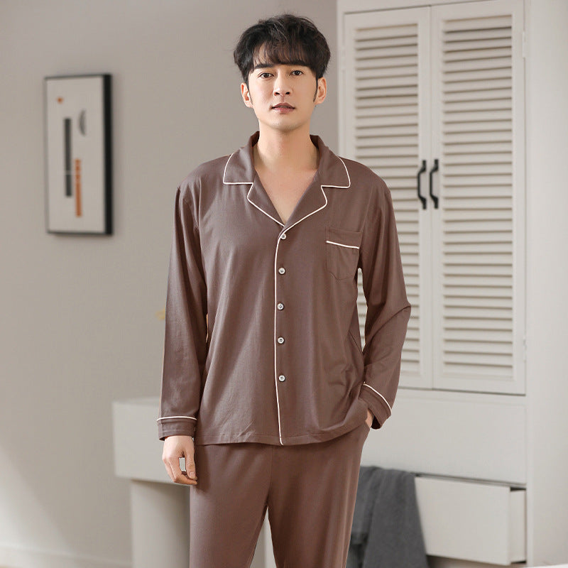 Modal Pajamas Men's Spring And Autumn Long Sleeve Cardigan Suit - ZA-ZOLA