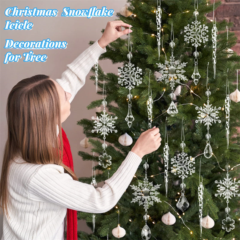 10pcs Acrylic Ice Strip Christmas Tree Pendants – Festive Snow Ceiling Ornaments for Holiday Decor - ZA-ZOLA