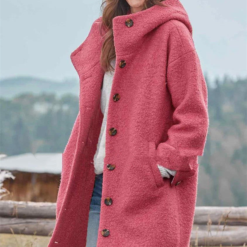 Women’s Thickened Tweed Trench Coat – Elegant Medium-Length Outerwear