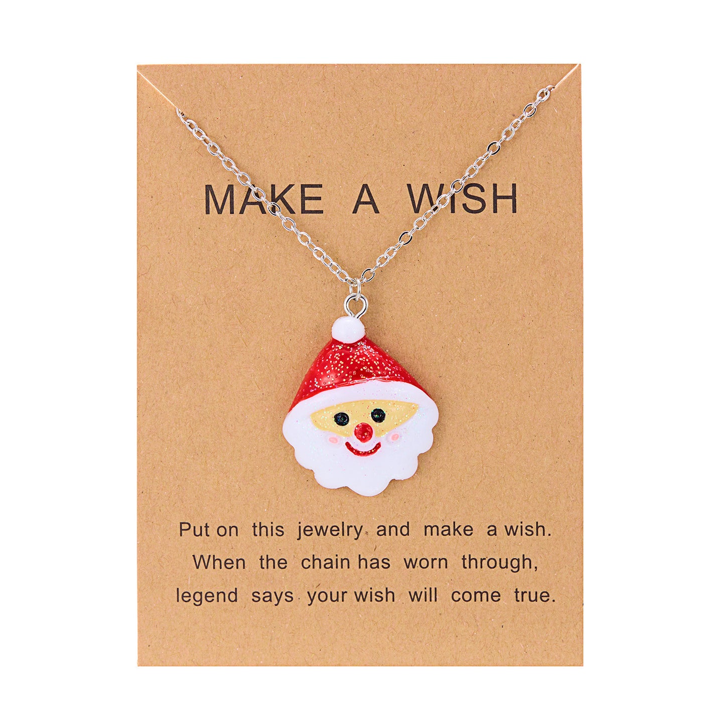 Cute Cartoon Resin Christmas Necklace – Snowman & Santa Claus Pendant Clavicle Chain for Women - ZA-ZOLA