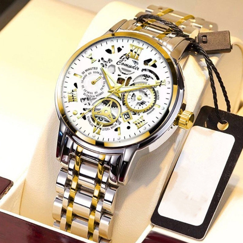 Fashion Jewelry Hollow Men's Watch Men's Waterproof Luminous Calendar - ZA-ZOLA