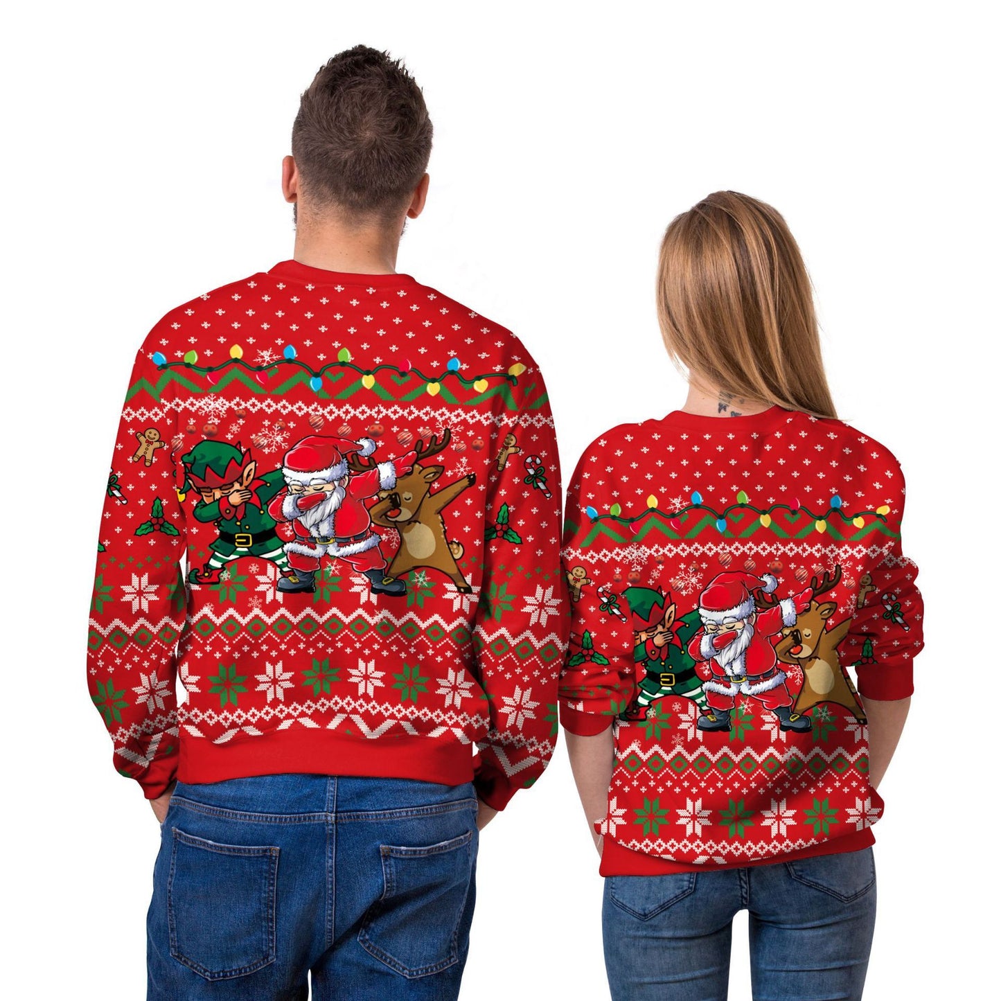 Digital Print Christmas Sweaters – Round Neck Festive Tops for Men & Women - ZA-ZOLA