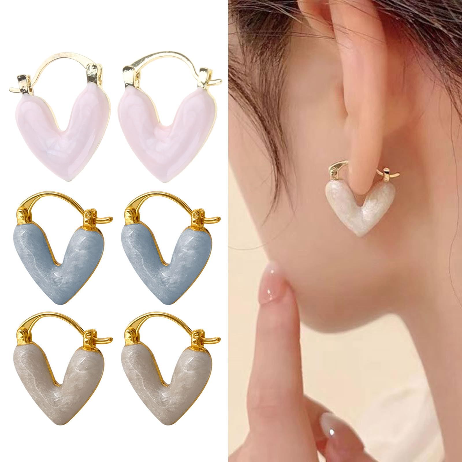 Fashion Jewelry Heart Pendant Drop Earrings For Women Summer Trinket Luxury Jewelry Vacation Accessories Enamel Earring - ZA-ZOLA