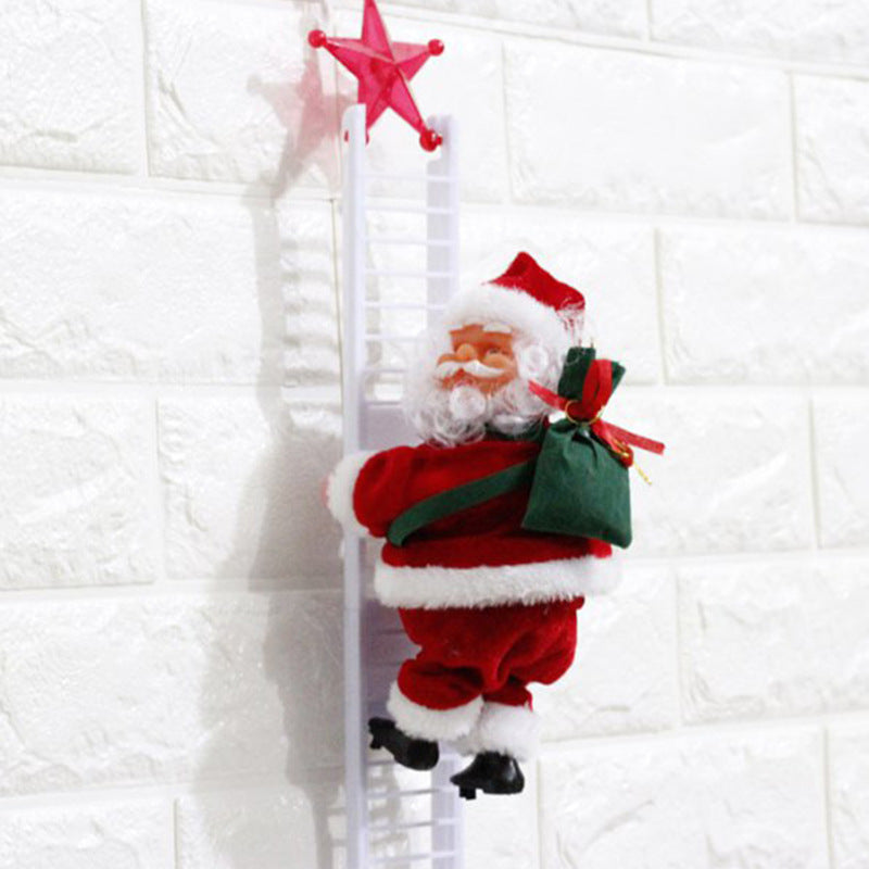 Climbing Ladder Electric Santa Claus Climbing Red Ladder Doll ToyOverview:
 
 1. Santa Claus can automatically climb up the ladder
 
 2. With music, it is a great decoration for your home
 
 3. Perfect accessories, help to create ToyZA-ZOLAZA-ZOLAClimbing Ladder Electric Santa Claus Climbing Red Ladder Doll Toy