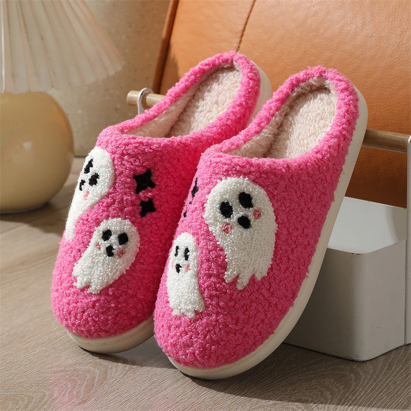 Halloween Cartoon Ghost Cotton Slippers For Women Indoor Non-slip Bedroom Floor Slipper Winter House Shoes - ZA-ZOLA